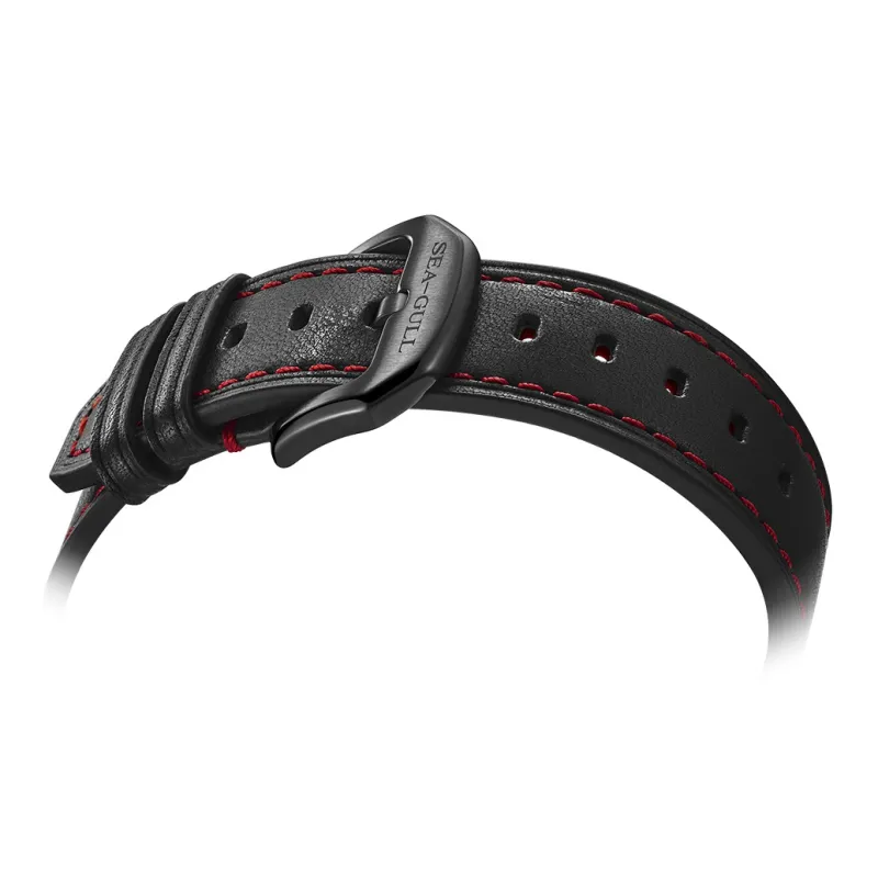 Sea Gull Automatic Mechanical Movement Genuine Leather Strap Watch Men's Watches Red Watch Dial 819.57.1058H-4