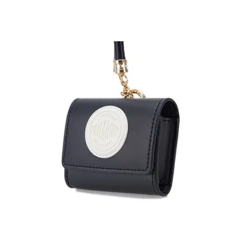 Palladium Polyurethane Earphone Case Storage Bag Unisex Black Oyster