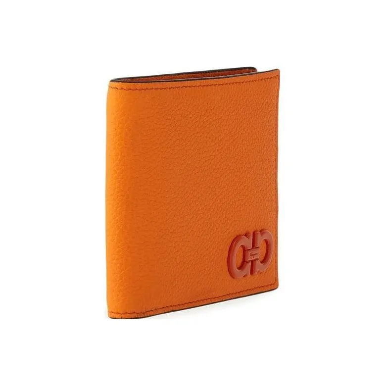 FERRAGAMO GANCINI Calfskin Wallet Regular Women's Orange-1