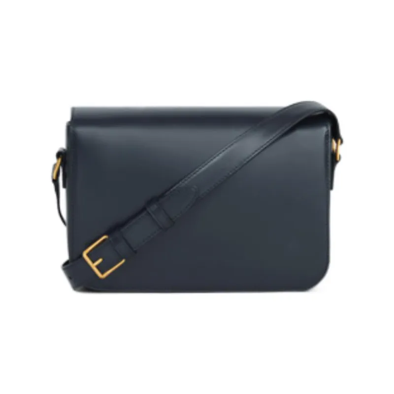 CELINE Triomphe Arc De Triomphe Shiny Calfskin Shoulder Bag, Portable Crossbody Bag Women's Dark Blue-2