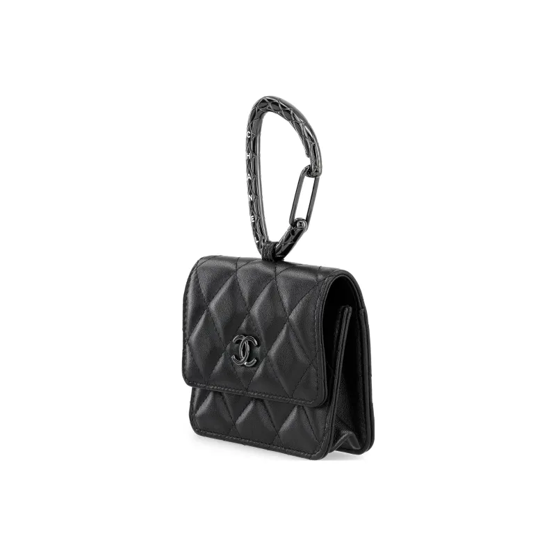 CHANEL Sheepskin Card Holder, Coin Purse Women's Black-1