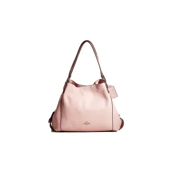 COACH Edie Pebbled Leather Tote Bag Shopping Bag Handbag Shoulder Bag Large Size Women's Apricot Pink