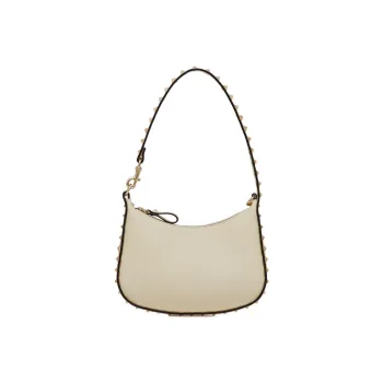 Valentino Rockstud Grained Calfskin HOBO Bag Handbags Shoulder Bags Women's Ivory White