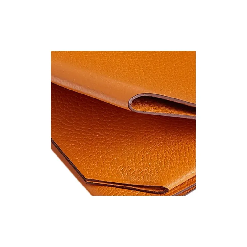 HERMES Evercolor Calfskin Card Holder Unisex I9 Abricot Apricot-4
