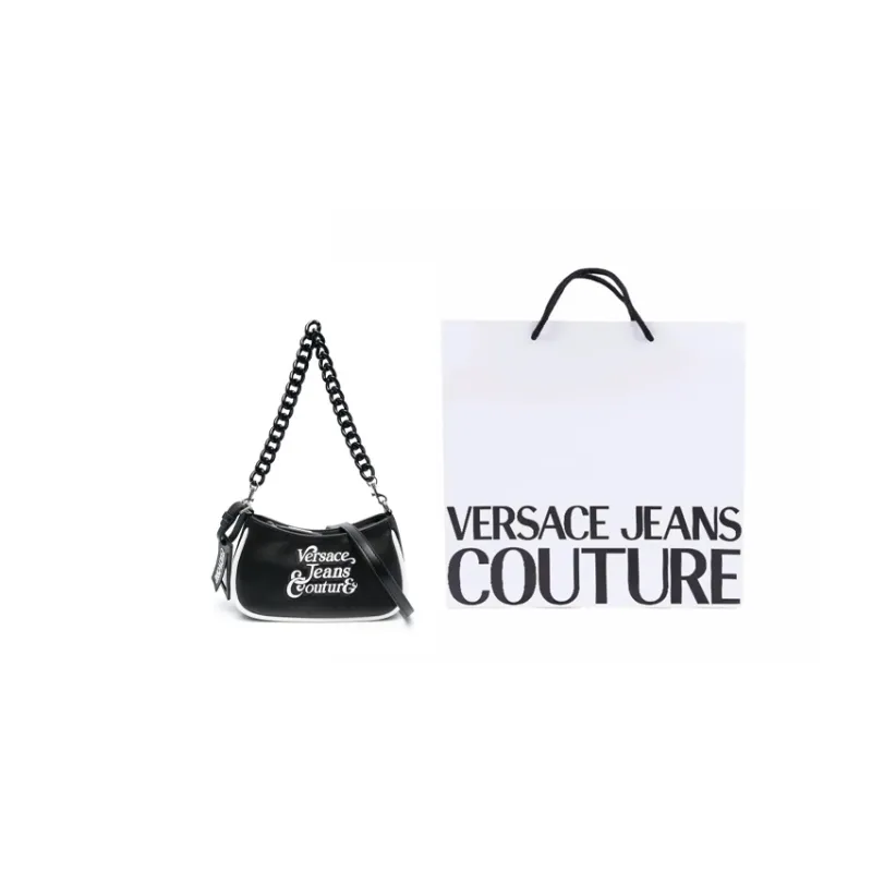 VERSACE JEANS COUTURE Polyurethane With Polyester Handbag, Shoulder Bag Women's Black-7