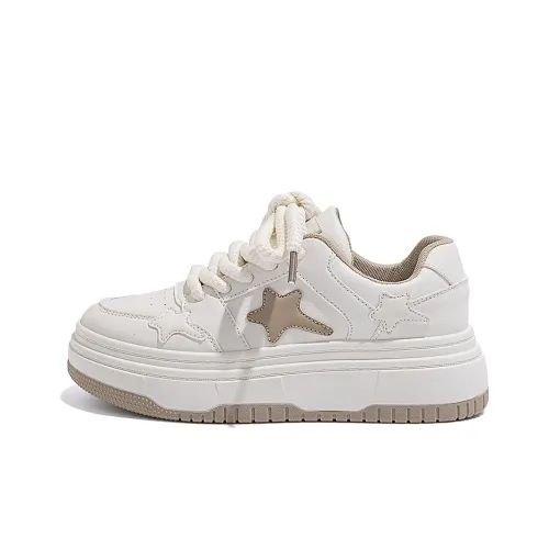 HUANQIU Low Top Skateboard Shoes Women's Beige Khaki