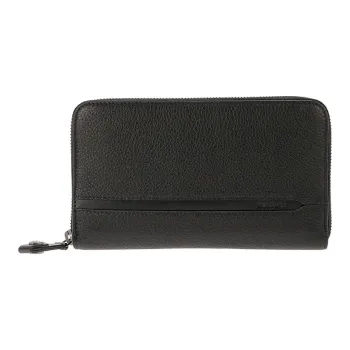 BVLGARI Calfskin Clutch Wallet Men's Black
