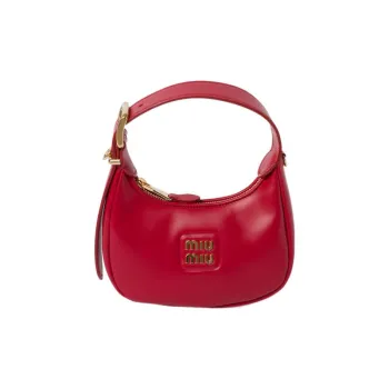 MIU MIU Leather Hobo Bag, Handbag Women's Red