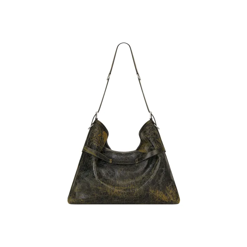 GIVENCHY Voyou Lambskin Crossbody Bag, Shoulder Bag Large Size Women's Black/Yellow-2