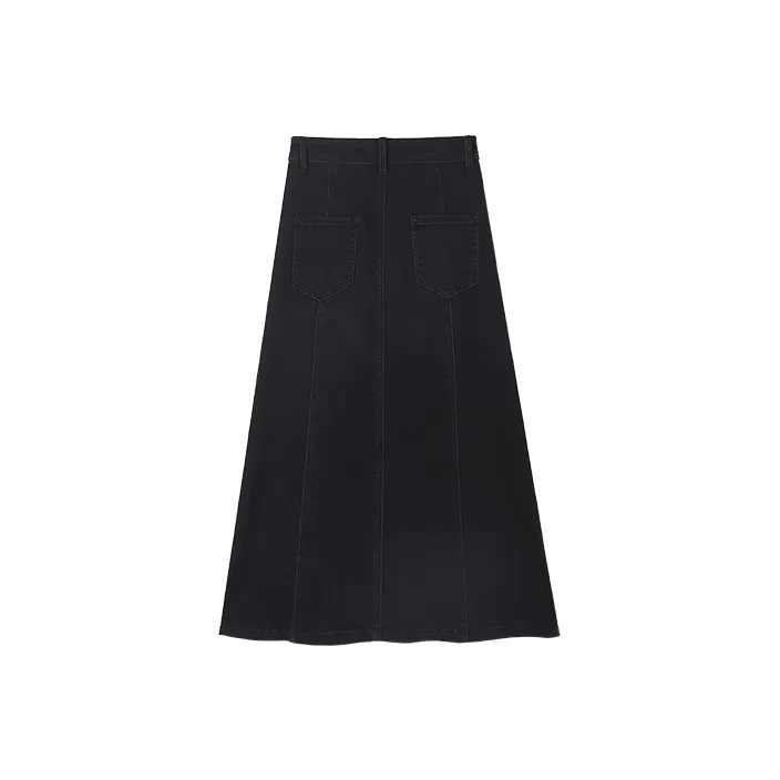 HIPPIEMISS Denim Long Skirt Women's Black-1