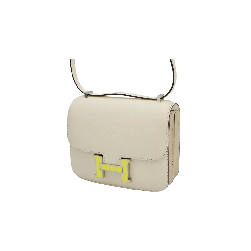 HERMES Constance Epsom Leather Shoulder Bag, Crossbody Bag Mini Women's Cream White/Yellow-1