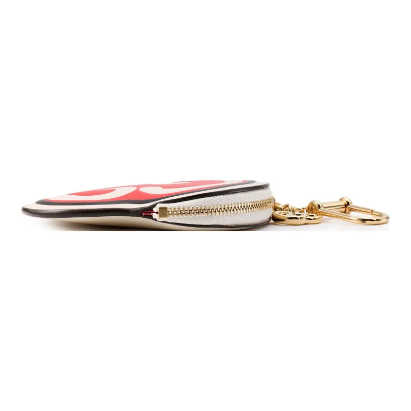 GUCCI Leather Key Pouch Coin Purse Women's White/Red-5