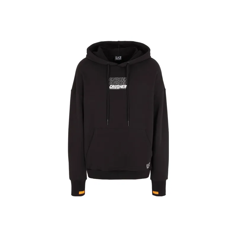 EA7 EMPORIO ARMANI Slogan-print Cotton Hoodie-1