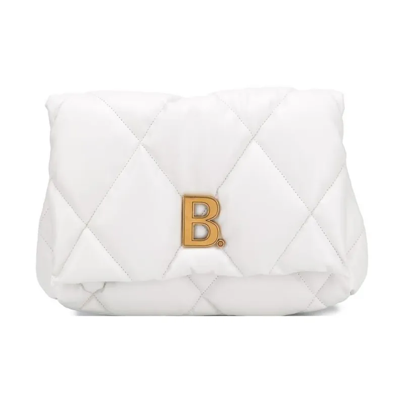 Balenciaga Leather Clutch Medium Size Women's White-0