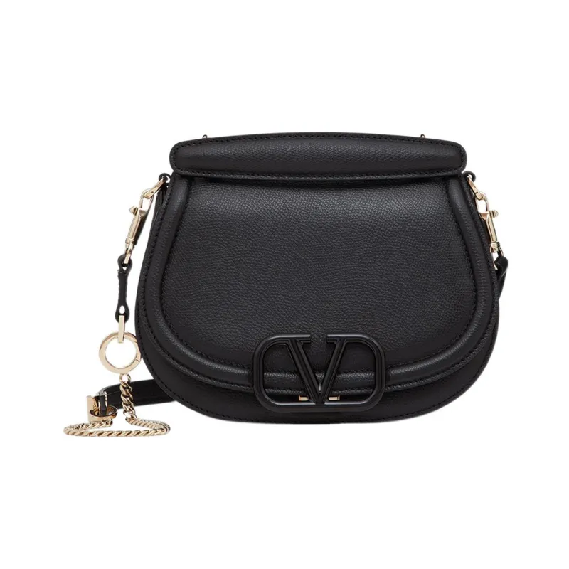 Valentino VSLING Grained Calfskin Saddle Bag Crossbody Bag Shoulder Bag Women's Black-0