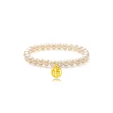 Fu Character Pendant Pearl Bracelet