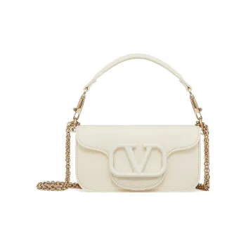 Valentino Locò Calfskin Baguette Bag Shoulder Bag, Crossbody Bag, Handbag Women's Ivory White