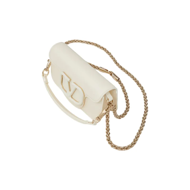 Valentino Locò Calfskin Baguette Bag Shoulder Bag, Crossbody Bag, Handbag Women's Ivory White-3
