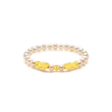 Double Chinese Auspicious Animal Pearl Bracelet (1 Gold Bead)