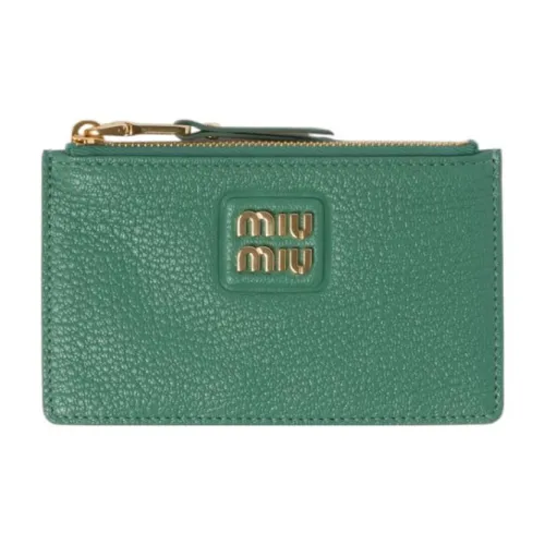 MIU MIU Leather Wallet Women's Sage Green