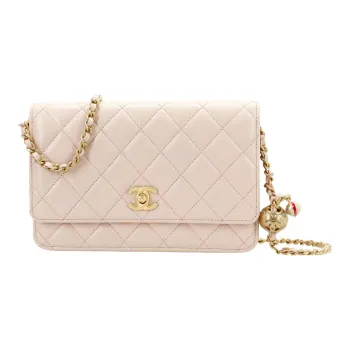 CHANEL 22SS Spring And Summer WOC Lambskin Wallet On Chain, Crossbody Bag, Shoulder Bag Women's Beige