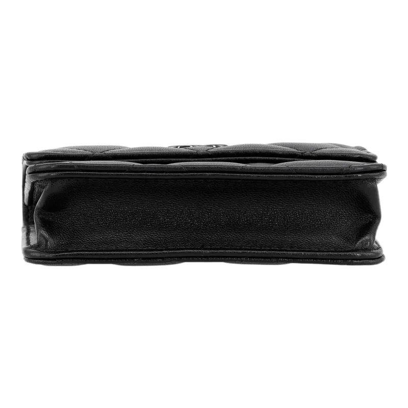CHANEL Sheepskin Card Holder, Coin Purse Women's Black-3