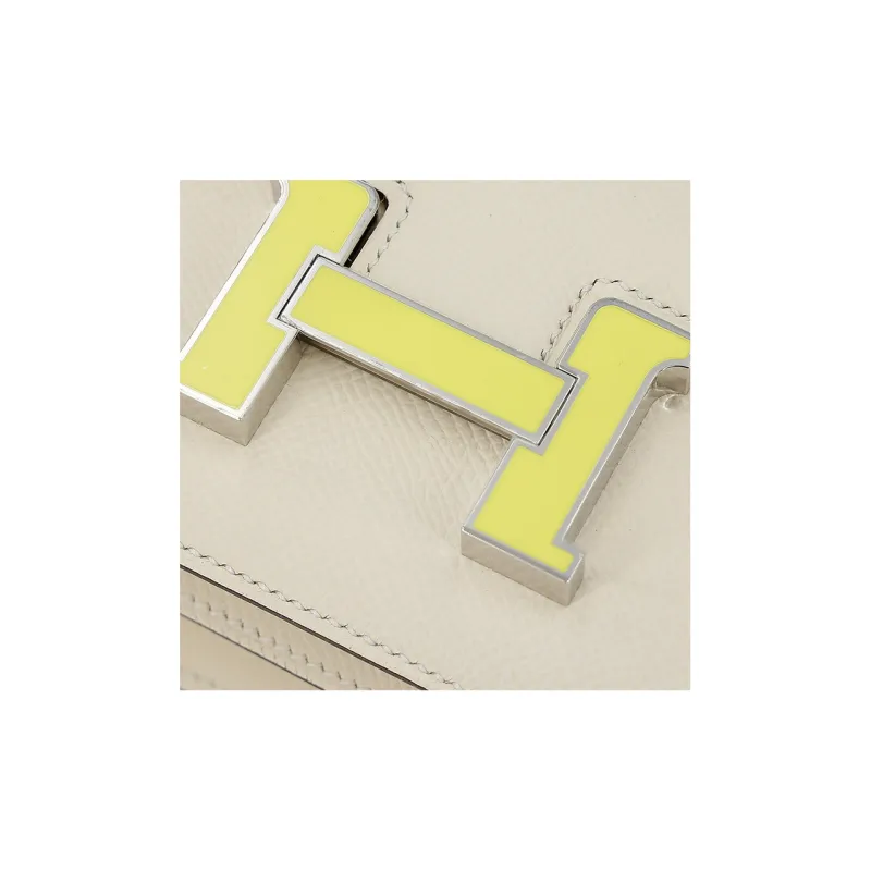 HERMES Constance Epsom Leather Shoulder Bag, Crossbody Bag Mini Women's Cream White/Yellow-7