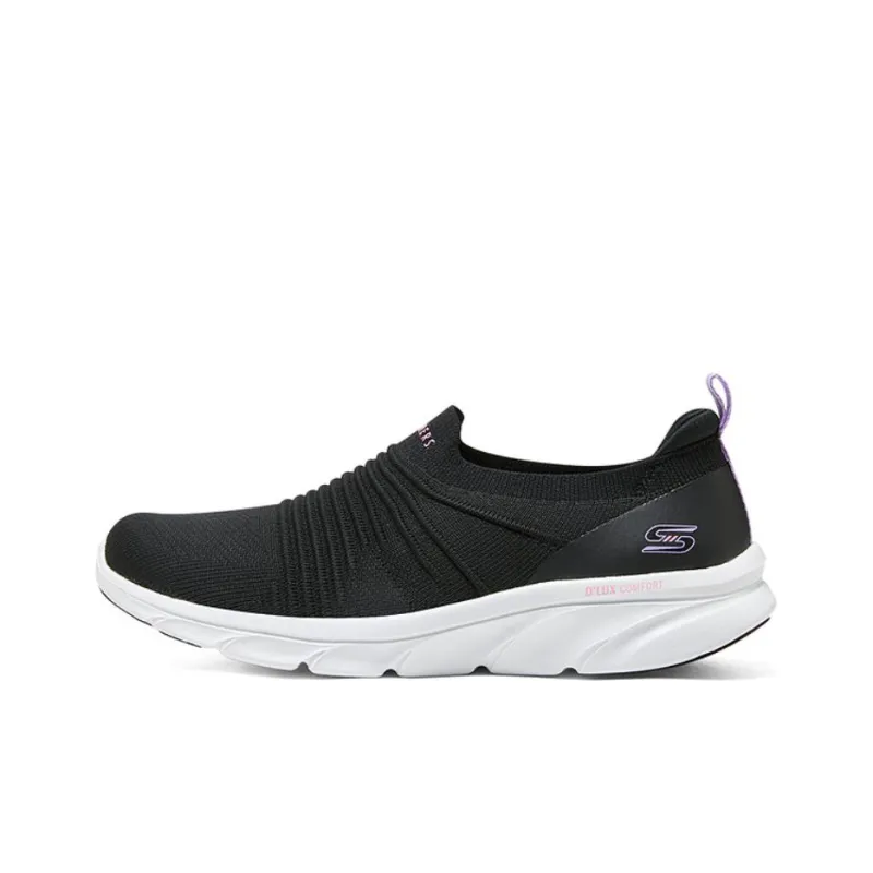 Skechers D'lux Comfort Cushioning Low-Top Casual Shoes Women's Black White-0