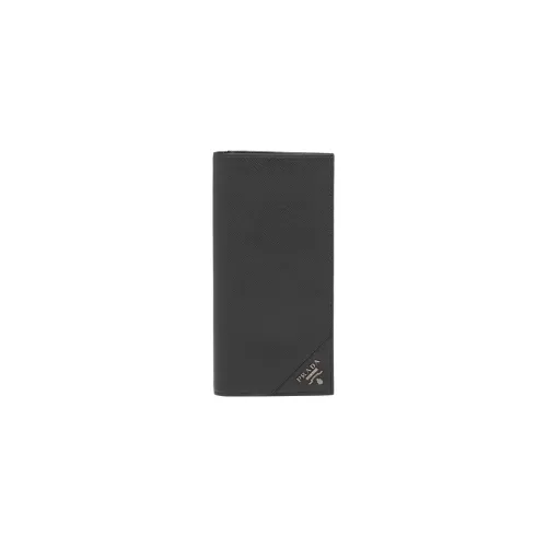 PRADA Leather Wallet Large Size Men's Black