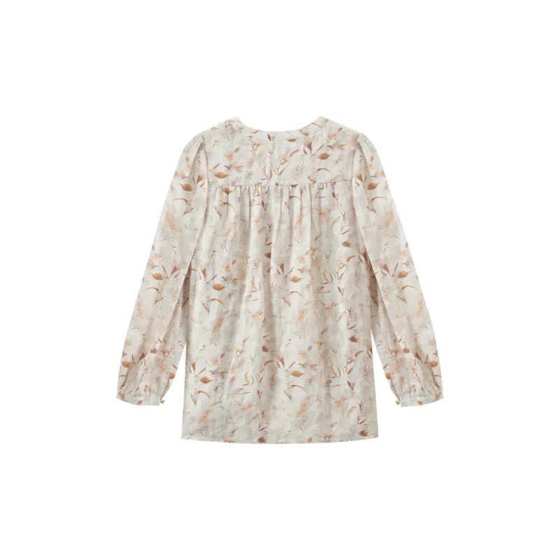 Inman Shirts Women's White Base With Coffee Print-1