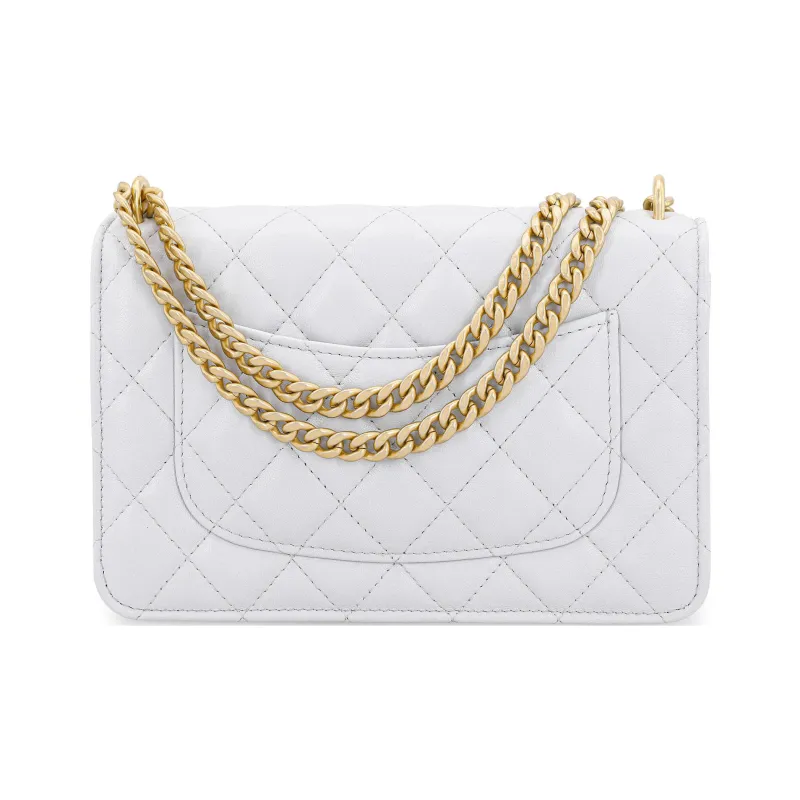 CHANEL Classic Flap CF Diamond Pattern Lambskin Flap Bag, Shoulder Bag, Crossbody Bag Women's White-2