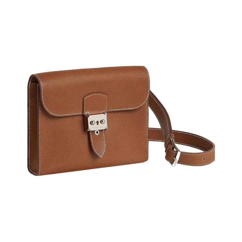HERMES Sac A Depeches Barenia Faubourg Calfskin Messenger Bag, Crossbody Bag, Shoulder Bag Men's 34 Fauve Light Tawny-1