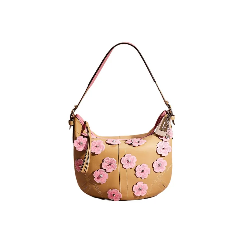 COACH Soho Leather Hobo Bag Handbag Shoulder Bag Women's Sand Yellow-0