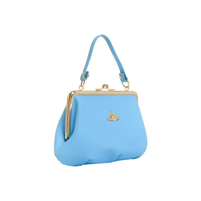 Vivienne Westwood Cow Leather Shoulder Bag, Crossbody Bag, Wallet Women's Blue-2