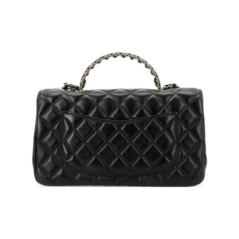 CHANEL Lambskin Chain Bag, Handbag, Shoulder Bag, Crossbody Bag Trumpets Women's Black-2