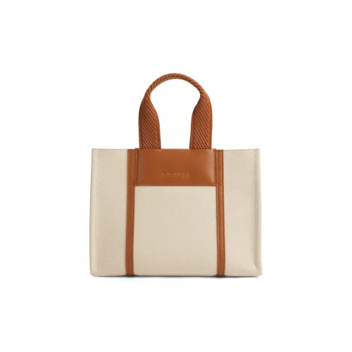 CHARLES&KEITH PU Tote Bag, Shopping Bag, Handbag, Shoulder Bag Medium Size Women's Cognac Light Umber/Beige/Black