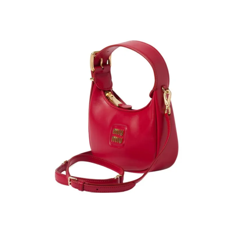 MIU MIU Leather Hobo Bag, Handbag Women's Red-1
