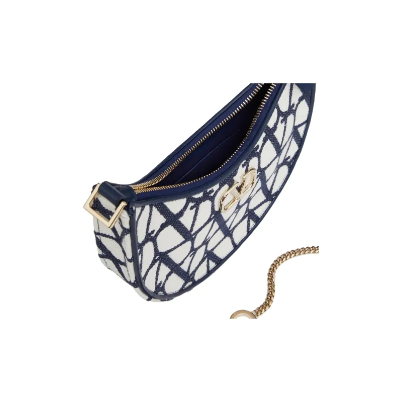 Valentino Vlogo Calfskin HOBO Bag Handbag, Shoulder Bag Mini Women's Blue/White-6