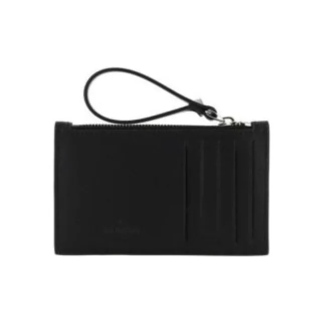 Valentino GARAVANI Leather Wallets Card Holders Men's Black-2