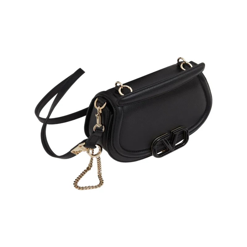 Valentino VSLING Grained Calfskin Saddle Bag Crossbody Bag Shoulder Bag Women's Black-2