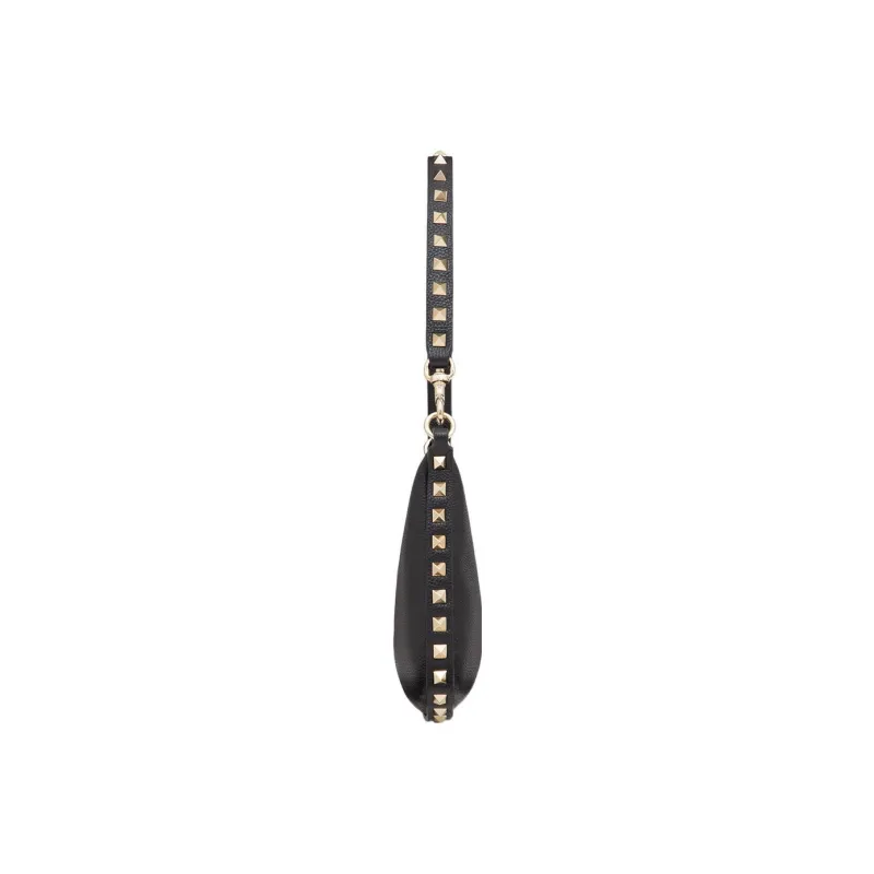 Valentino Rockstud Grain Calfskin HOBO Bag Handbag, Shoulder Bag Women's Black-3