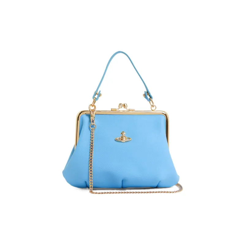 Vivienne Westwood Cow Leather Shoulder Bag, Crossbody Bag, Wallet Women's Blue-1