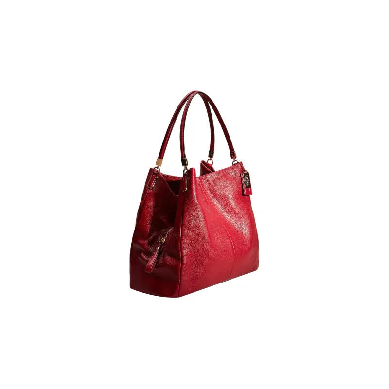 COACH Madison Leather Tote Bag Shopping Bag Handbag Shoulder Bag Large Size Women's Vintage Red-1