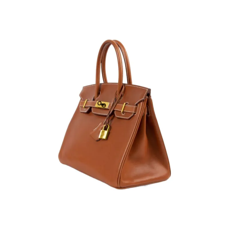 HERMES Birkin Barenia Cow Leather Birkin Bag Handbags Regular Women's 34 Fauve Light Tawny-1