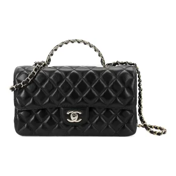 CHANEL Lambskin Chain Bag, Handbag, Shoulder Bag, Crossbody Bag Trumpets Women's Black