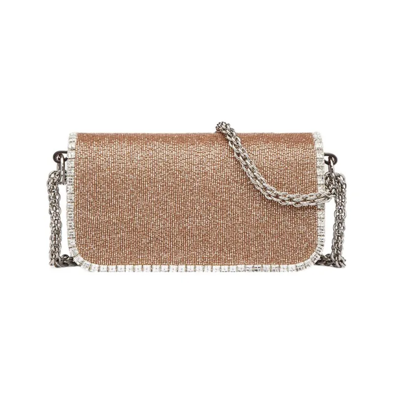 Valentino Locò Leather Baguette Bag Handbags Shoulder Bag Crossbody Bag Women's Light Brown-4