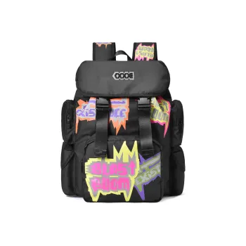 COEXISTENCE Polyester Backpack Basketball Bag Large Size Unisex Black/Multicolor