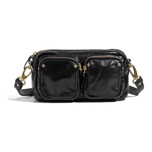Ace Paul Cow Leather Sling Bag, Shoulder Bag, Crossbody Bag Medium Size Unisex Black/Coffee/Brown