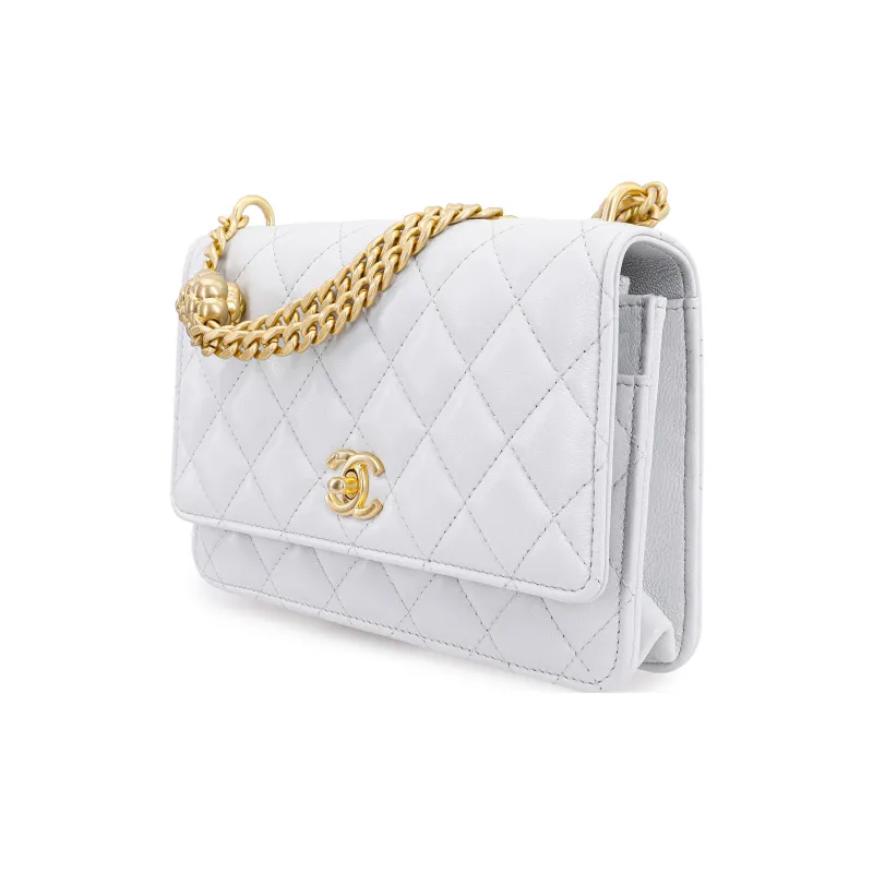 CHANEL Classic Flap CF Diamond Pattern Lambskin Flap Bag, Shoulder Bag, Crossbody Bag Women's White-1