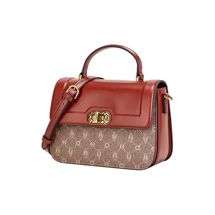 Hush Puppies Cow Leather Shoulder Bag, Crossbody Bag, Handbag Regular Women's Khaki, Beige Apricot-1